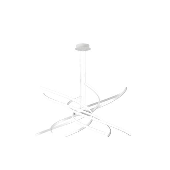 Sospensione Moderna Tornado Alluminio Bianco Led 69W D.80Cm Luce Calda 1163_S80C-BI