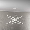 Sospensione Moderna Tornado Alluminio Bianco Led 69W D.80Cm Luce Calda 1163_S80C-BI