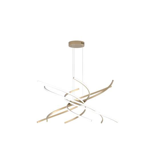 Sospensione Moderna Tornado Alluminio Oro Led 69W D.80Cm Luce Calda 1163_S80C-GO