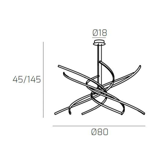 Sospensione Moderna Tornado Alluminio Oro Led 69W D.80Cm Luce Calda 1163_S80C-GO