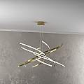 Sospensione Moderna Tornado Alluminio Oro Brunito Led 69W D.80Cm Luce Naturale 1163_S80N-OB