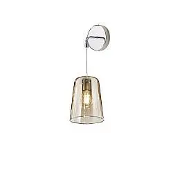 Applique Contemporanea Con Cavo Shaded Metallo Cromo Vetro Ambra 1 Luce E27
