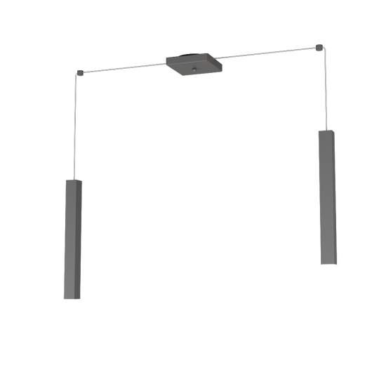 Sospensione Moderna Square Tube Metallo Grigio Antracite 2 Luci Gu10 1173_S2-GA