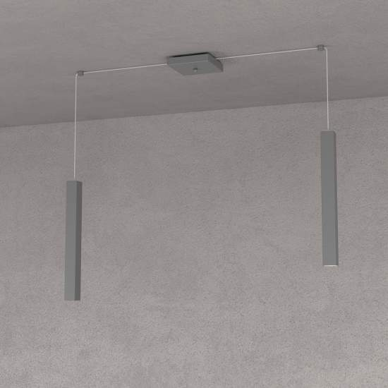 Sospensione Moderna Square Tube Metallo Grigio Antracite 2 Luci Gu10 1173_S2-GA