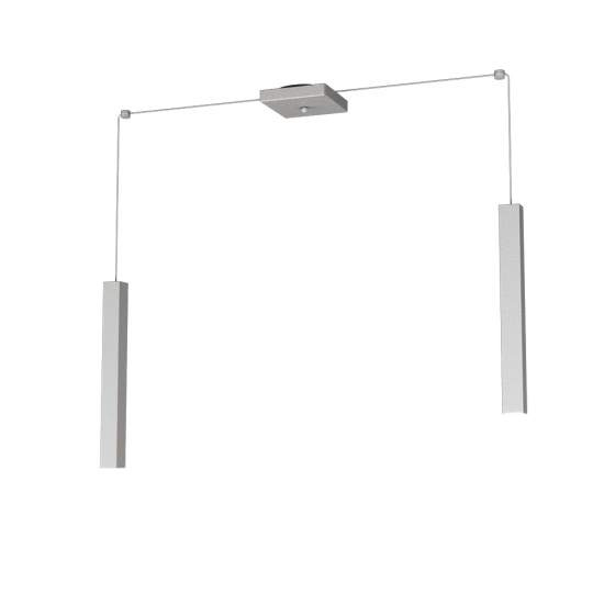 Sospensione Moderna Square Tube Metallo Grigio 2 Luci Gu10 1173_S2-GR