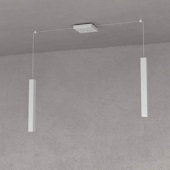 Sospensione Moderna Square Tube Metallo Grigio 2 Luci Gu10 1173_S2-GR