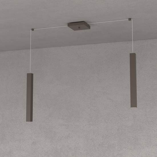 Sospensione Moderna Square Tube Metallo Marrone 2 Luci Gu10 1173_S2-MA
