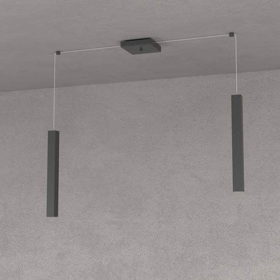 Sospensione Moderna Square Tube Metallo Nero 2 Luci Gu10 1173_S2-NE