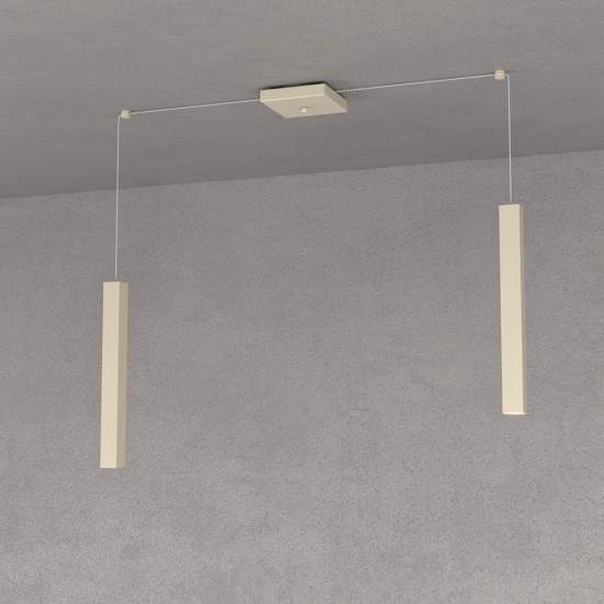Sospensione Moderna Square Tube Metallo Sabbia 2 Luci Gu10 1173_S2-SA