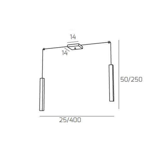 Sospensione Moderna Square Tube Metallo Sabbia 2 Luci Gu10 1173_S2-SA