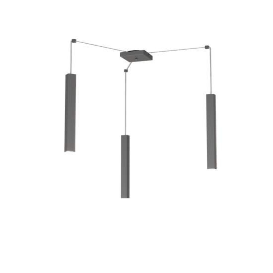 Sospensione Moderna Square Tube Metallo Grigio Antracite 3 Luci Gu10 1173_S3-GA