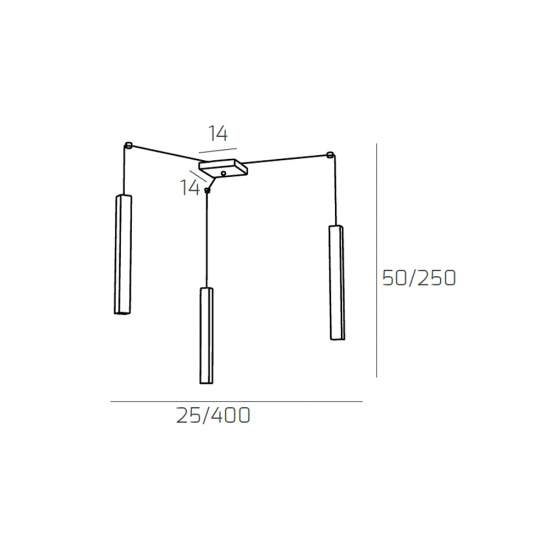 Sospensione Moderna Square Tube Metallo Grigio Antracite 3 Luci Gu10 1173_S3-GA