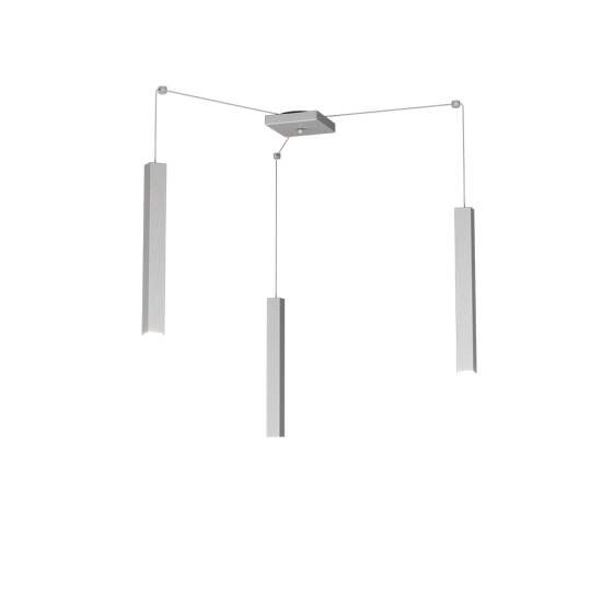 Sospensione Moderna Square Tube Metallo Grigio 3 Luci Gu10 1173_S3-GR