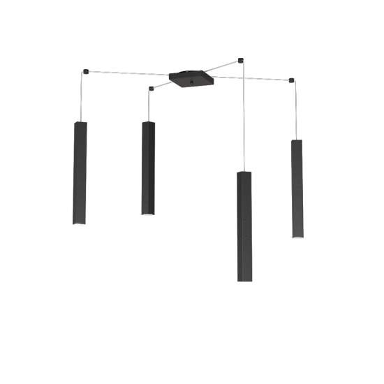 Sospensione Moderna Square Tube Metallo Nero 4 Luci Gu10 1173_S4-NE