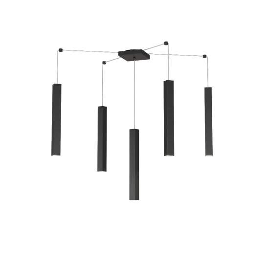 Sospensione Moderna Square Tube Metallo Nero 5 Luci Gu10 1173_S5-NE