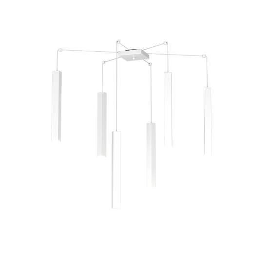 Sospensione Moderna Square Tube Metallo Bianco 6 Luci Gu10 1173_S6-BI