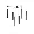 Sospensione Moderna Square Tube Metallo Grigio Antracite 6 Luci Gu10 1173_S6-GA