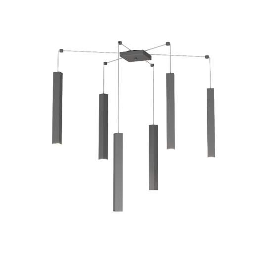 Sospensione Moderna Square Tube Metallo Grigio Antracite 6 Luci Gu10 1173_S6-GA