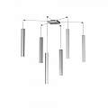 Sospensione Moderna Square Tube Metallo Grigio 6 Luci Gu10 1173_S6-GR