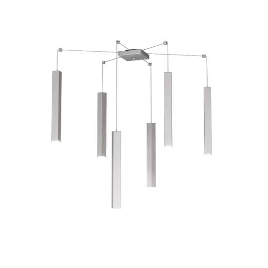 Sospensione Moderna Square Tube Metallo Grigio 6 Luci Gu10 1173_S6-GR