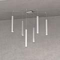 Sospensione Moderna Square Tube Metallo Grigio 6 Luci Gu10 1173_S6-GR