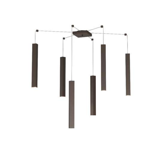 Sospensione Moderna Square Tube Metallo Marrone 6 Luci Gu10 1173_S6-MA