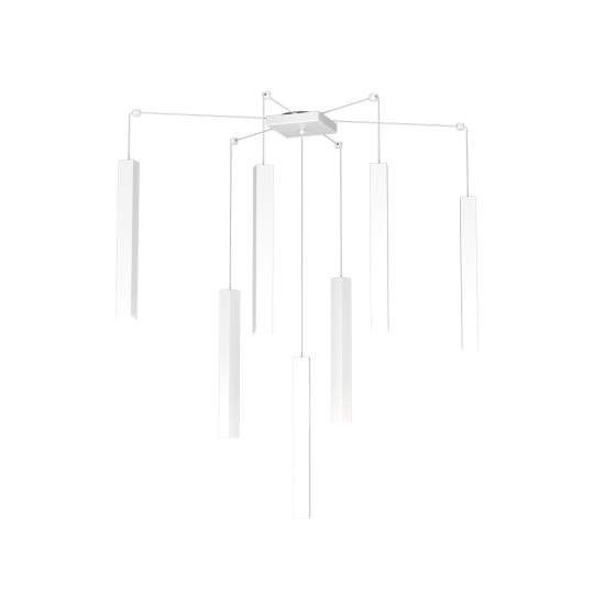 Sospensione Moderna Square Tube Metallo Bianco 7 Luci Gu10 1173_S7-BI