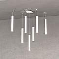 Sospensione Moderna Square Tube Metallo Bianco 7 Luci Gu10 1173_S7-BI