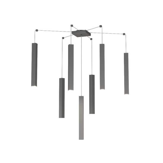 Sospensione Moderna Square Tube Metallo Grigio Antracite 7 Luci Gu10 1173_S7-GA