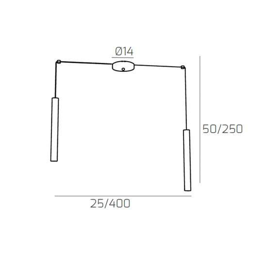 Sospensione Moderna Round Tube Metallo Nero 2 Luci Gu10 1174_S2-NE