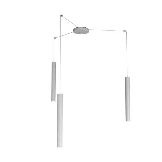 Sospensione Moderna Round Tube Metallo Grigio 3 Luci Gu10 1174_S3-GR