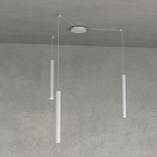 Sospensione Moderna Round Tube Metallo Grigio 3 Luci Gu10 1174_S3-GR