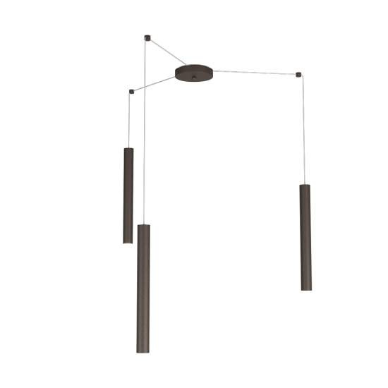 Sospensione Moderna Round Tube Metallo Marrone 3 Luci Gu10 1174_S3-MA
