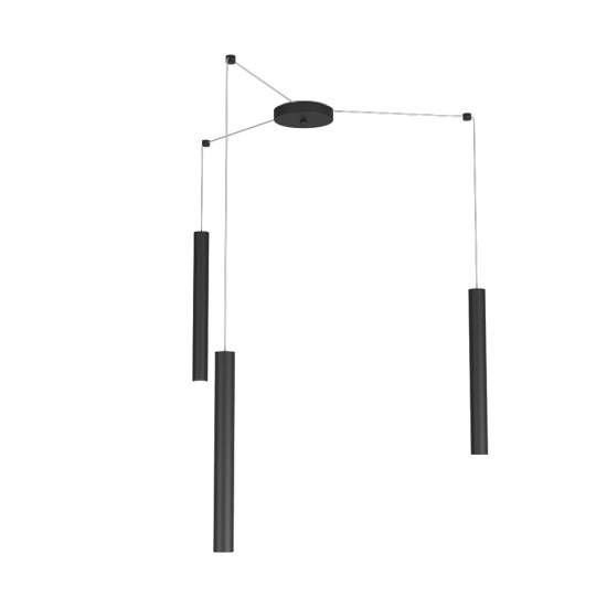 Sospensione Moderna Round Tube Metallo Nero 3 Luci Gu10 1174_S3-NE