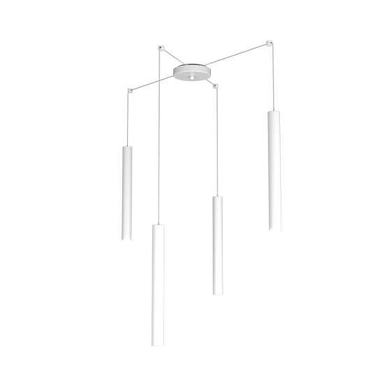 Sospensione Moderna Round Tube Metallo Bianco 4 Luci Gu10 1174_S4-BI