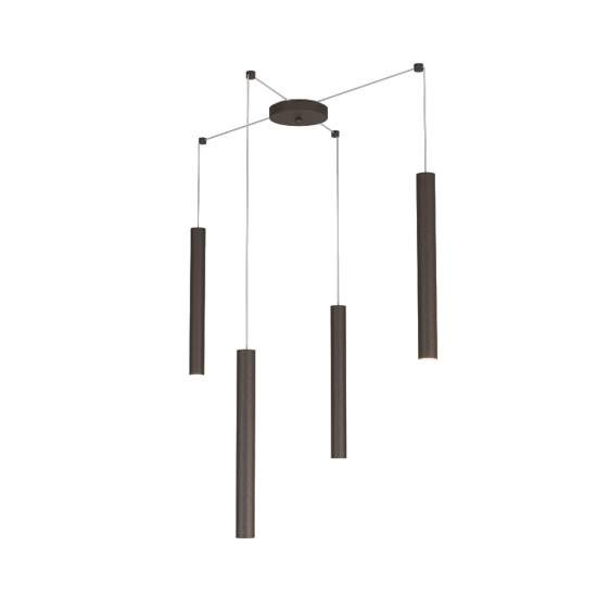 Sospensione Moderna Round Tube Metallo Marrone 4 Luci Gu10 1174_S4-MA