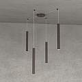 Sospensione Moderna Round Tube Metallo Marrone 4 Luci Gu10 1174_S4-MA