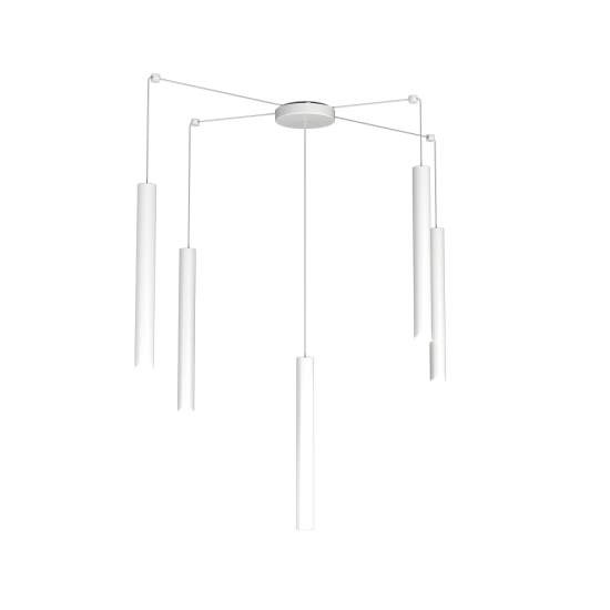 Sospensione Moderna Round Tube Metallo Bianco 5 Luci Gu10 1174_S5-BI