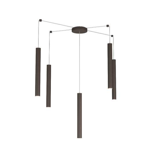 Sospensione Moderna Round Tube Metallo Marrone 5 Luci Gu10 1174_S5-MA