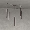Sospensione Moderna Round Tube Metallo Marrone 5 Luci Gu10 1174_S5-MA