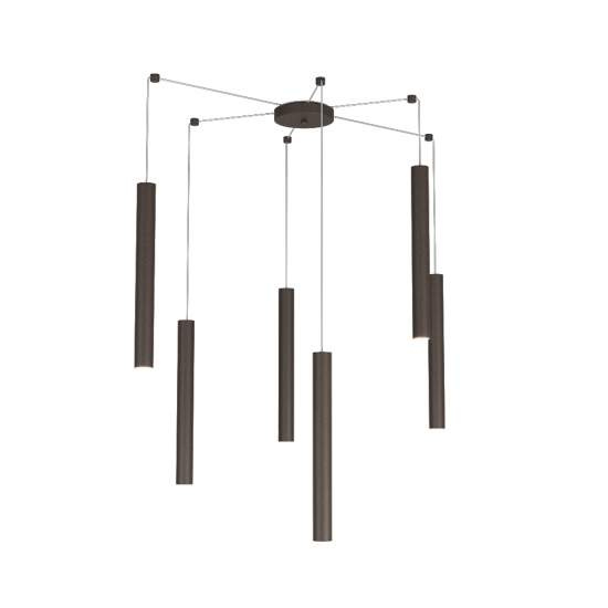 Sospensione Moderna Round Tube Metallo Marrone 6 Luci Gu10 1174_S6-MA