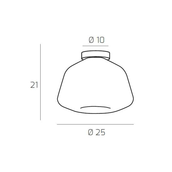 Plafoniera Contemporanea Double Skin Alpha Metallo Cromo Vetro Ambra 1 Luce E27 1176CR_PL1_ALPHA-AM