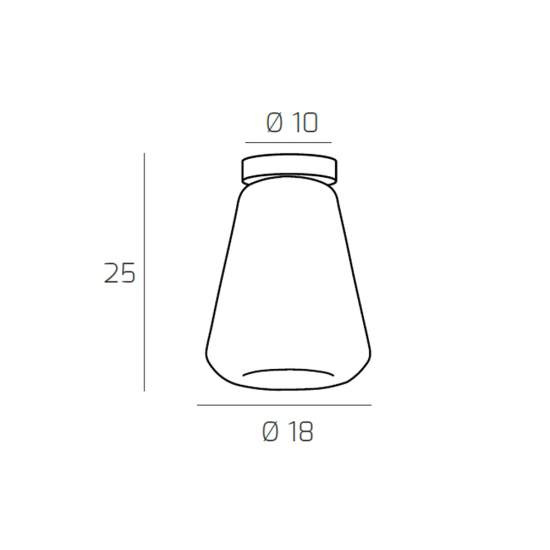 Plafoniera Contemporanea Double Skin Gamma Metallo Cromo Vetro Ambra 1 Luce E27 1176CR_PL1_GAMMA-AM