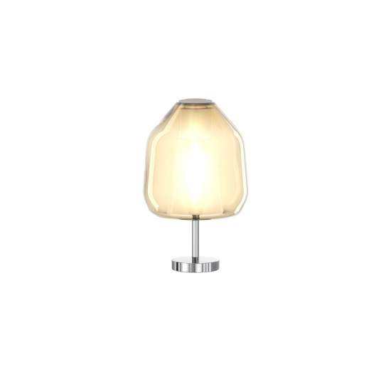 Lampada Contemporanea Double Skin Beta Metallo Cromo Vetro Ambra 1 Luce E27 1176CR_P_BETA-AM