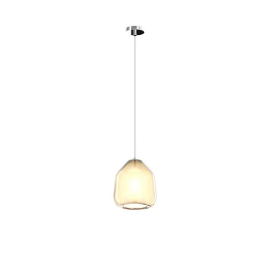 Sospensione Contemporanea Double Skin Beta Metallo Cromo Vetro Ambra 1 Luce E27 1176CR_S1_BETA-AM