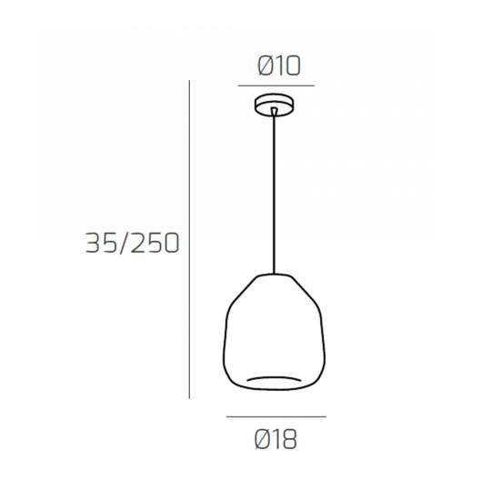 Sospensione Contemporanea Double Skin Beta Metallo Cromo Vetro Ambra 1 Luce E27 1176CR_S1_BETA-AM