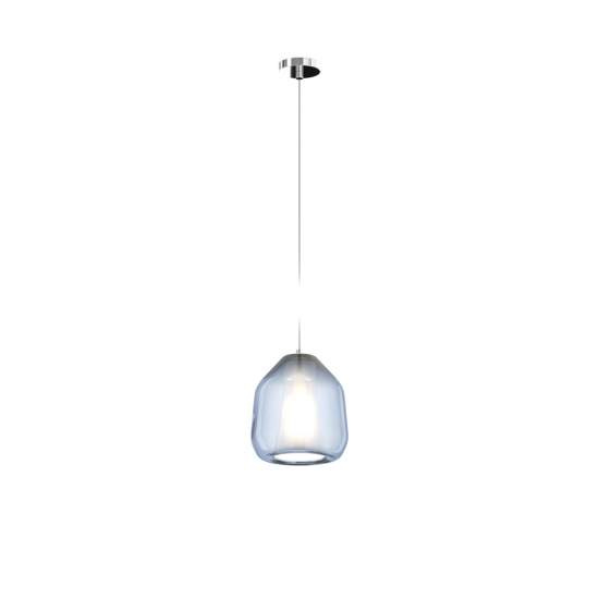 Sospensione Contemporanea Double Skin Beta Metallo Cromo Vetro Blu 1 Luce E27 1176CR_S1_BETA-BL