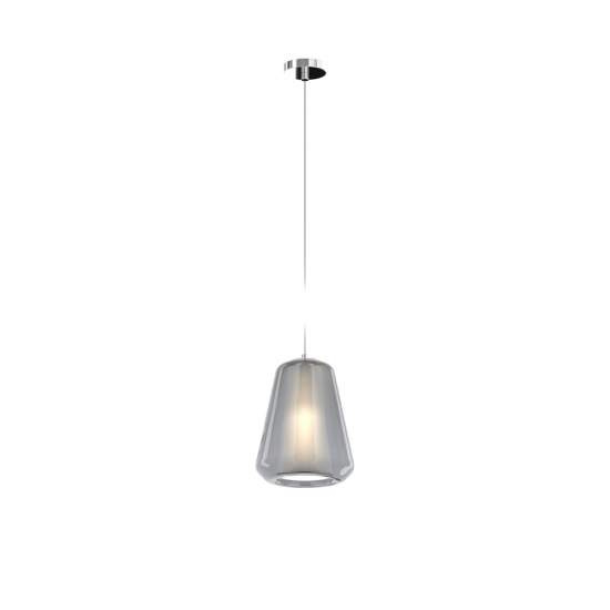 Sospensione Contemporanea Double Skin Gamma Metallo Cromo Vetro Fumè 1 Luce E27 1176CR_S1_GAMMA-FU