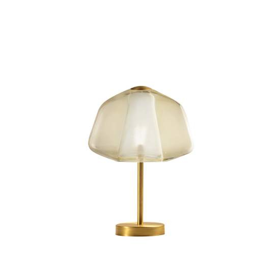 Lampada Contemp. Double Skin Alpha Metallo Ottone Sat. Vetro Ambra 1 Luce E27 1176OS_P_ALPHA-AM