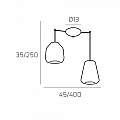 Sospensione Contemp. Double Skin Metallo Ottone Sat. Vetro B-G Ambra 2 Luci E27 1176OS_S2SBG-AM